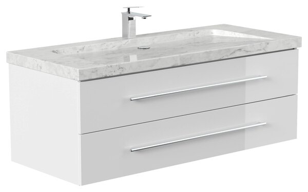 SKRINKA S UMÝVADLOM, biela s vysokým leskom, biela s vysokým leskom, 130 cm MID.YOU - Kúpeľňové skrinky, Online Only