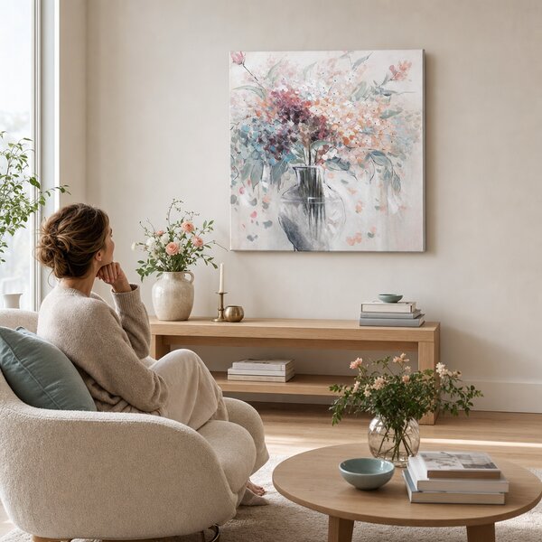 Maľovaný obraz na stenu KVETY 80x80 cm - 80×80 cm / Klasický 2 cm