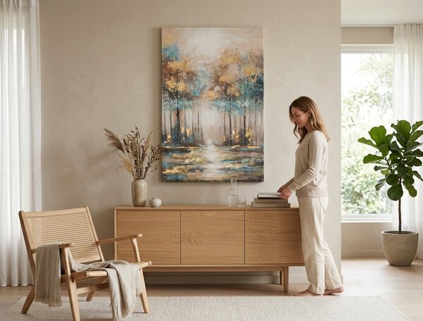 Maľovaný obraz na stenu STROMY 80x120 cm - 80×120 cm / Klasický 2 cm