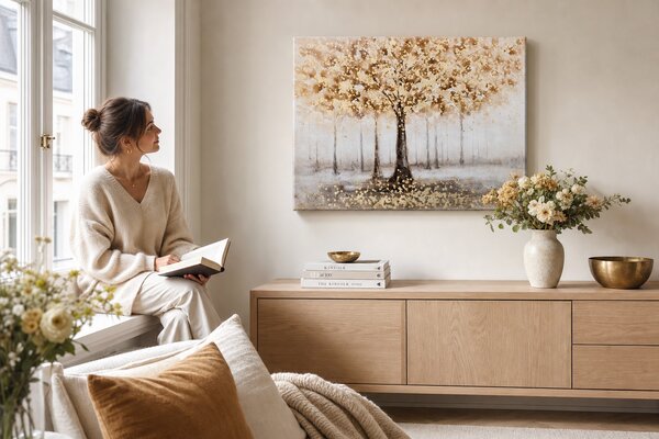 Maľovaný obraz na stenu STROM 120x90 cm - 120×90 cm / Klasický 2 cm