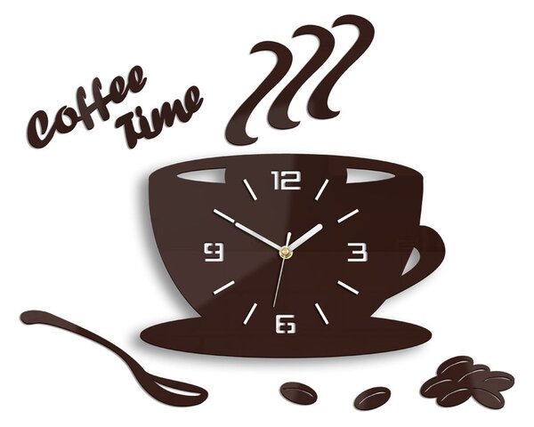 Moderné nástenné hodiny COFFE TIME 3D BURGUNDY burgundy