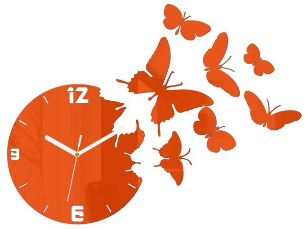 Moderné nástenné hodiny MOTÝLE ORANGE orange