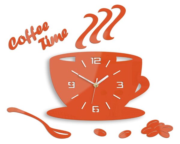 Moderné nástenné hodiny COFFE TIME 3D ORANGE orange