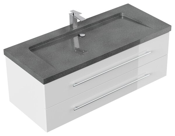 SKRINKA S UMÝVADLOM, biela s vysokým leskom, biela s vysokým leskom, 130 cm MID.YOU - Kúpeľňové skrinky, Online Only