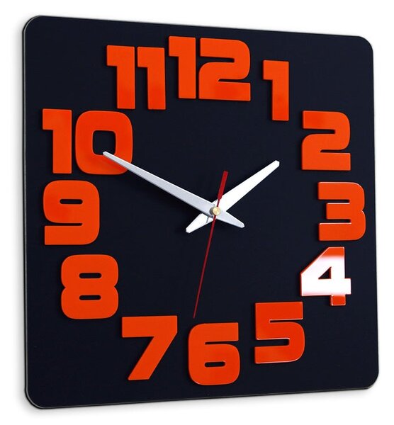 Moderné nástenné hodiny LOGIC BLACK-ORANGE blackorange