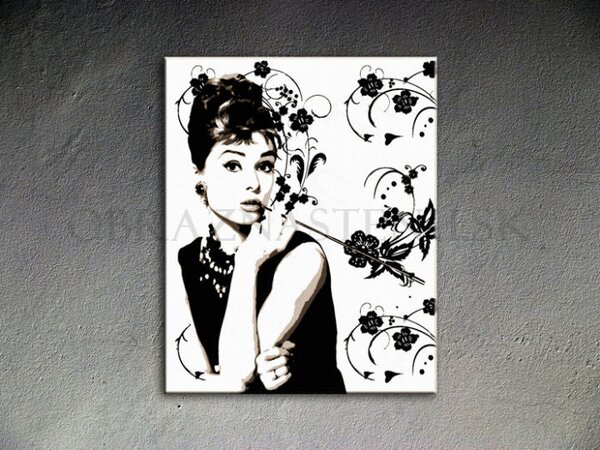 Ručne maľovaný POP Art obraz Audrey Hepburn 80x100 cm