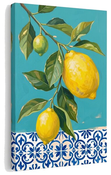 Obraz s motívom citrónov na plátne – s ručne maľovanými detailmi - 40x60 cm