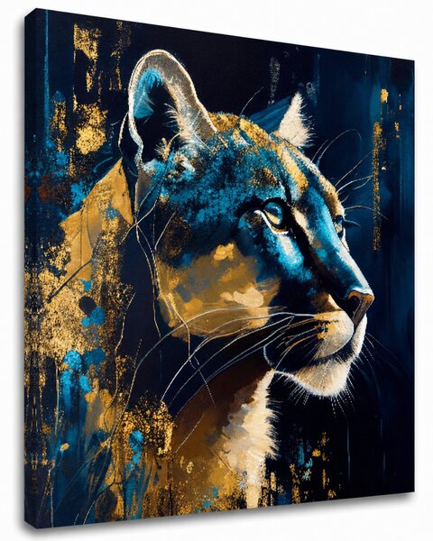 Set 3 obrazov Safari Gold — Jaguár, Jeleň, Puma - 3× 80×80 cm