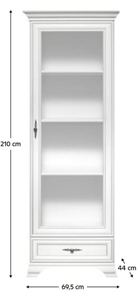 KONDELA Vitrína, alpská biela, KENTAK REG1W1S