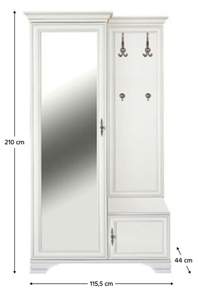 KONDELA Predsieňová zostava, alpská biela, ľavá, KENTAK PPK110L