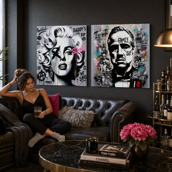 Set 2 obrazov Filmové legendy — Marilyn Monroe, The Godfather - 2× 60×60 cm
