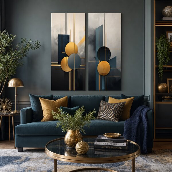Set 2 obrazov Art Deco Elegancia — Svet v pohybe, Životná cesta - 2× 50×100 cm