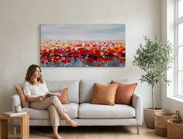 Maľovaný obraz na stenu KVETY 100x50 cm