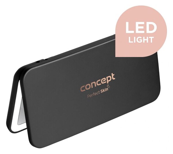 Concept KZ2020 - LED kozmetické zrkadlo PERFECT SKIN LED/1,5 W/5 V, 300 mAh, čierne