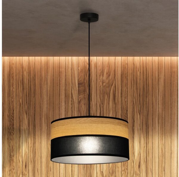 Závesný luster na lanku ALBA 1xE27/15W/230V, priemer 40 cm, čierna/hnedá