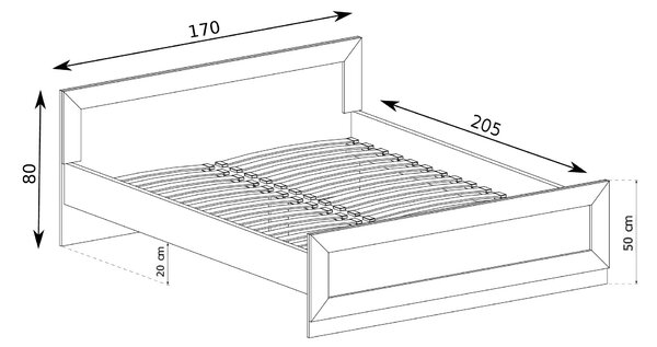 Manželská posteľ Tadea 160x200 - dub lefkas