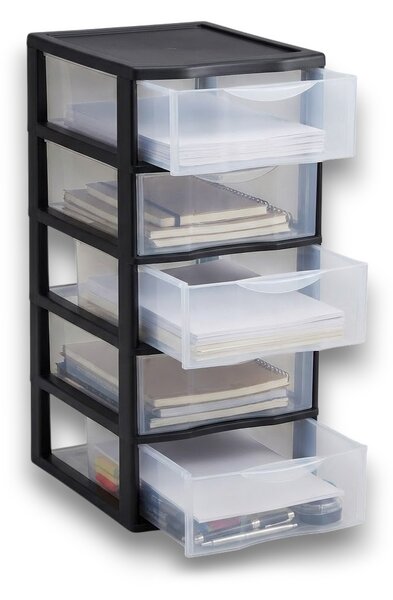 SUNDIS Úložný box s 5 vyššími zásuvkami, antracit, OFFICEMIX