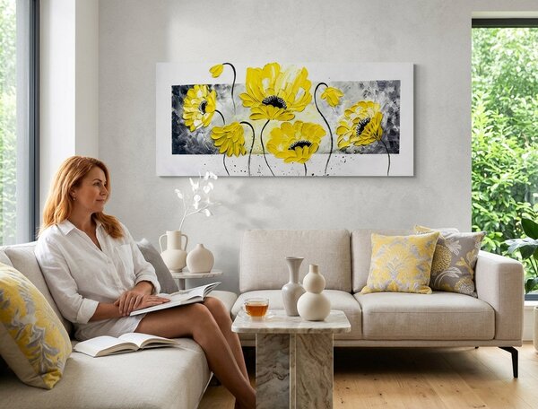 Autorská reprodukcia na plátne KVETY - 120x50 cm