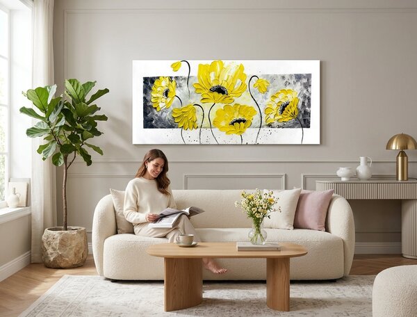 Autorská reprodukcia na plátne KVETY - 120x50 cm