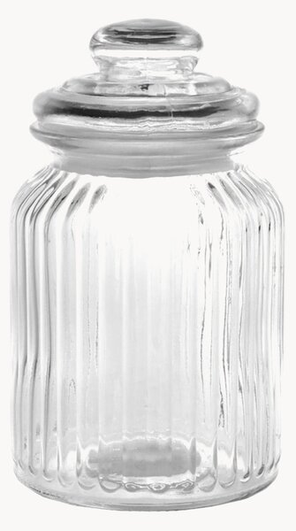 Úložná dóza z vrúbkovaného skla Eva, 650 ml