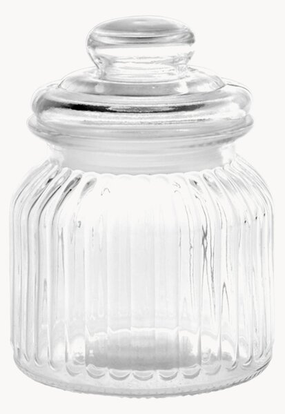 Úložná dóza z vrúbkovaného skla Eva, 650 ml