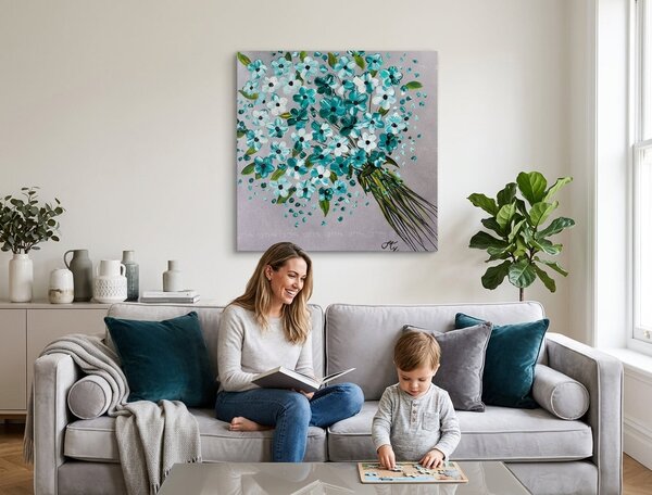 Autorská reprodukcia na plátne KVETY - 100x100 cm