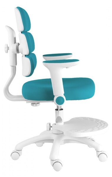 Detská rastúca stolička Neoseat KIDDY THREE — látka, prateľný poťah, tyrkysová