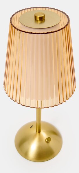 Sinsay - LED stolná lampa s ryhovaným tienidlom a zlatými prvkami - zlatohnedá