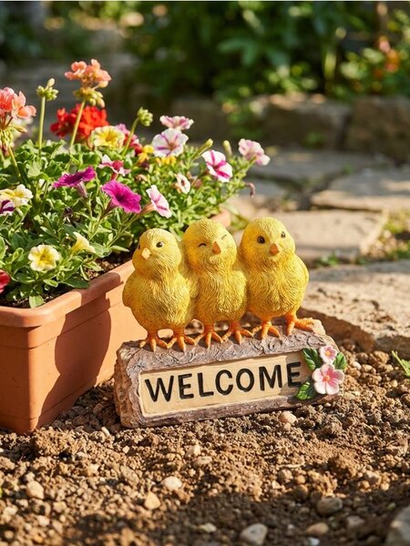Sinsay - Stojaca záhradná dekorácia s nápisom „Welcome“ - žltá