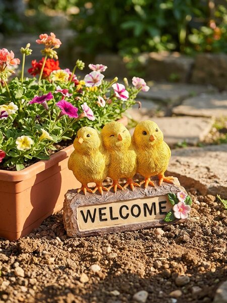 Sinsay - Stojaca záhradná dekorácia s nápisom „Welcome“ - žltá
