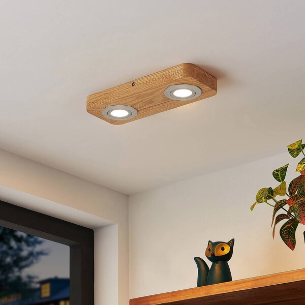 Lindby Mikari stropné LED svietidlo z dreva, 2-pl