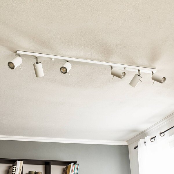 SOLLUX LIGHTING Stropné bodové svetlá Round, biele, 6-plameňové lineárne, Biela / opálová, Obývacia izba / jedáleň, kov, Moderný, Stropné svetlo