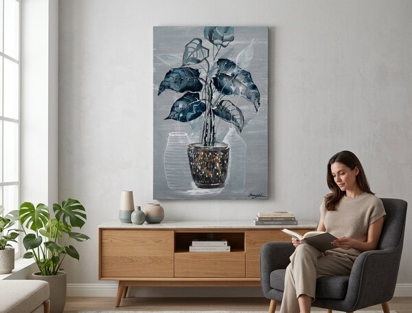 Obraz na plátne KVET V KVETINÁČI - 40x60 cm