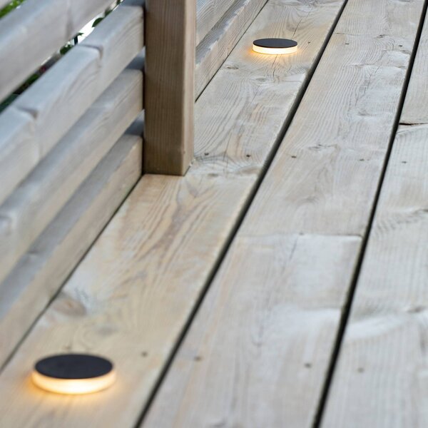 Garden 24 Decklight čierna 3W bočná Ø6cm, Čierna, Hliník, Moderný, Zapustené okrúhle
