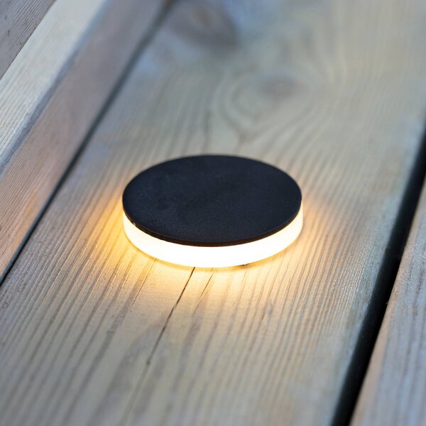 Garden 24 Decklight čierna 3W bočná Ø6cm, Čierna, Hliník, Moderný, Zapustené okrúhle