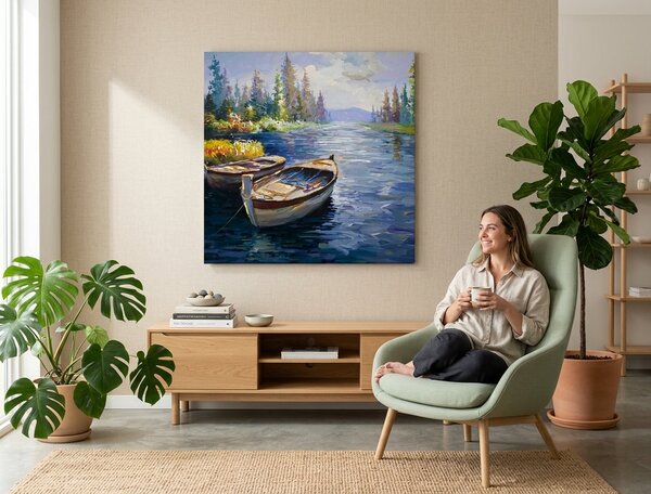 Obraz na plátne LOĎ V PRÍSTAVE - 50x50 cm