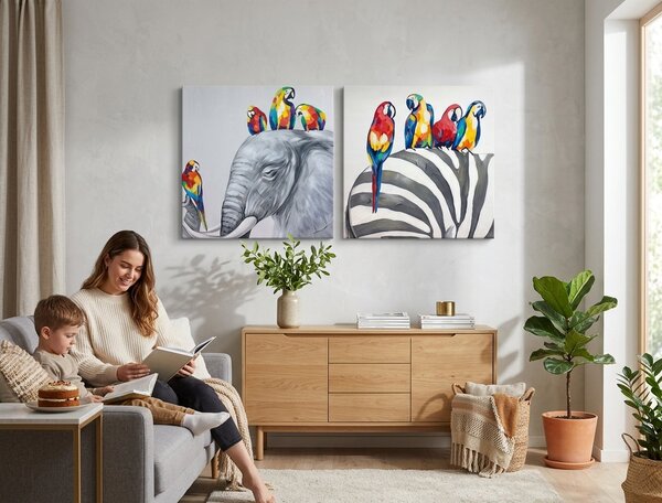 Autorská reprodukcia na plátne ZVIERATÁ - 80x40 cm