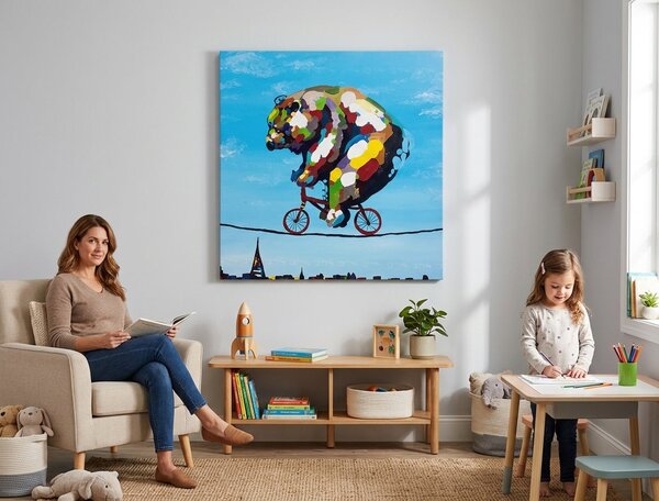 Autorská reprodukcia na plátne MEDVEĎ - 40x40 cm