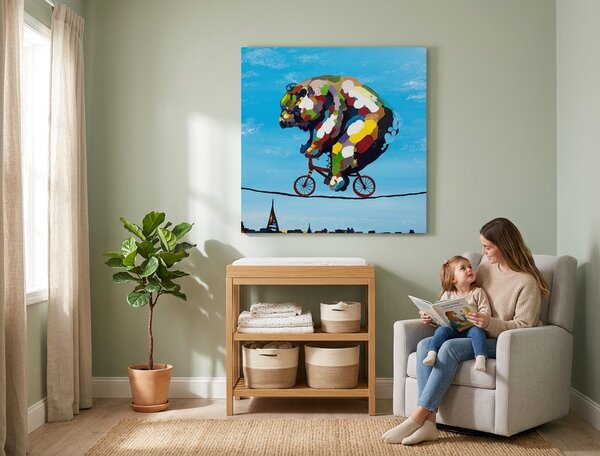 Autorská reprodukcia na plátne MEDVEĎ - 40x40 cm