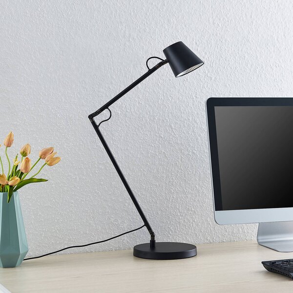 Stolná LED lampa Lucande Tarris, výška 46 cm, čierna, Čierna, Pracovňa / Kancelária, kov, Moderný, Stolová lampa