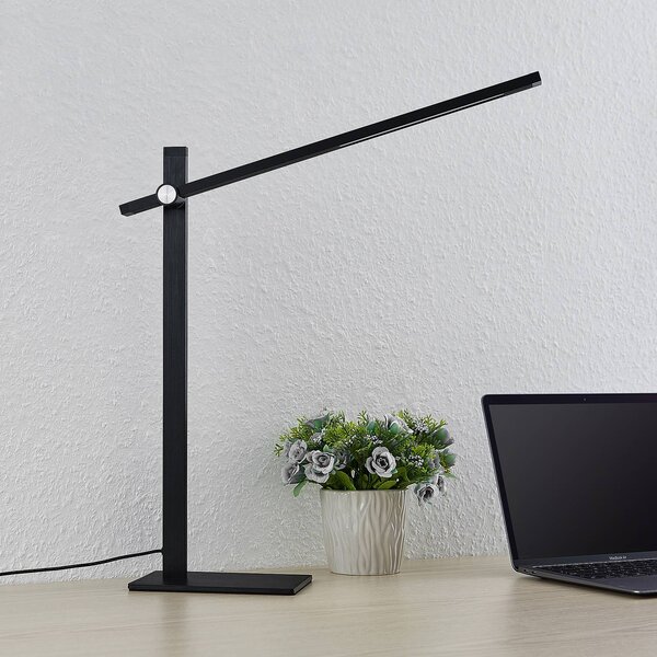 Lucande Wasko LED stolná lampa, Čierna, Pracovňa / Kancelária, kov, Moderný, Stolová lampa