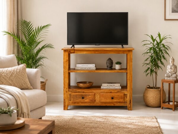 TV stolík, alebo konzolový stolík Jali 90x90x35 z indického masívu palisander