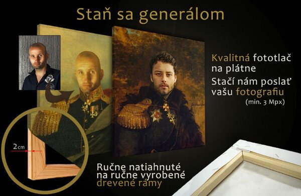 Darčeky pre mužov - Obraz z fotky GENERAL a uniformy - 40x50 cm – uniforma 2