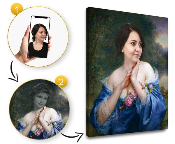 Darček pre ženy - historický obraz z fotky a portréty - 100x120 cm – portrét 4