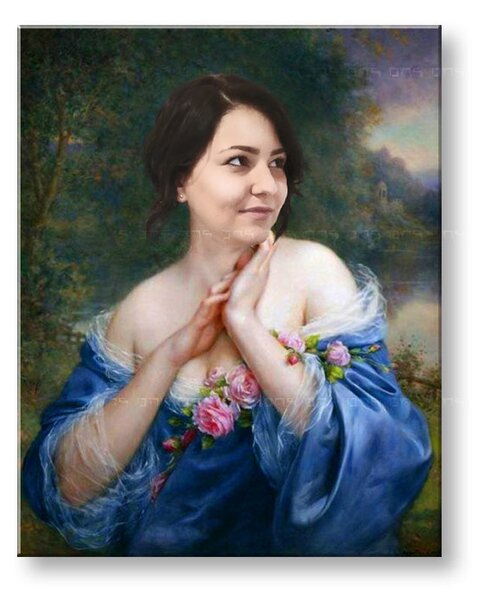 Darček pre ženy - historický obraz z fotky a portréty - 100x120 cm – portrét 4