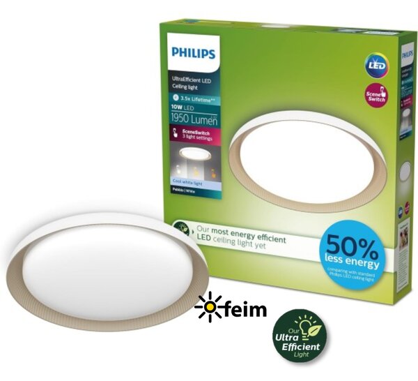 Philips UltraEfficient 8720169301078 Pebblo stropné svietidlo D320mm LED 10W/1950lm 4000K biela, béžová, SceneSwitch