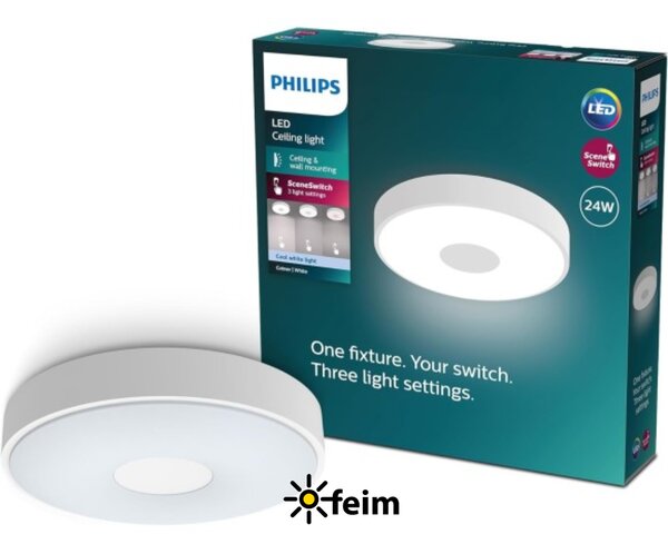 Philips 8720169301276 Coiner stropné svietidlo D389mm LED 24W/2800lm 4000K biela, SceneSwitch