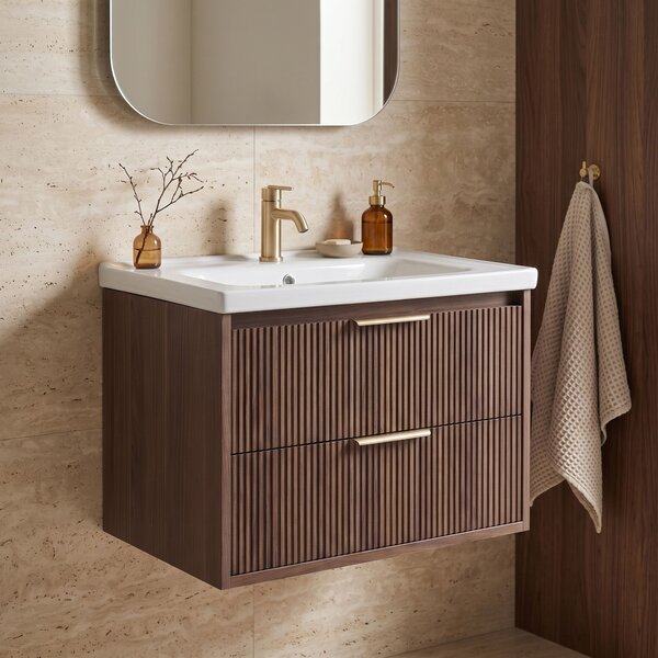 Kúpeľňová skrinka s umývadlom REA Sherry 60cm Brown Walnut