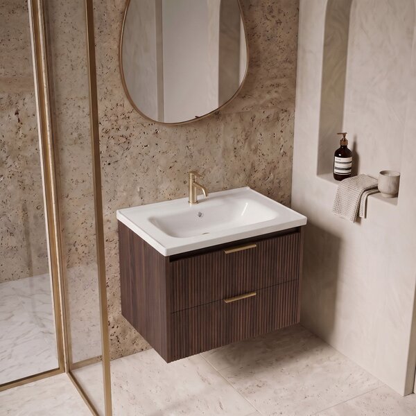 Kúpeľňová skrinka s umývadlom REA Sherry 60cm Brown Walnut