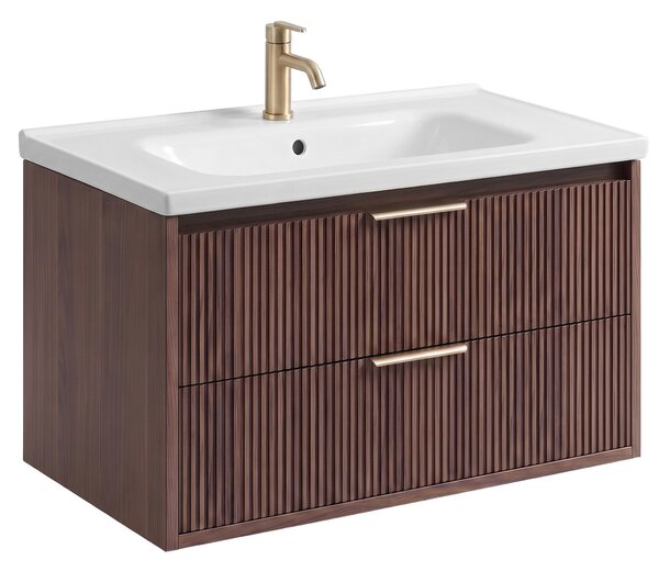 Kúpeľňová skrinka s umývadlom REA Sherry 80cm Brown Walnut